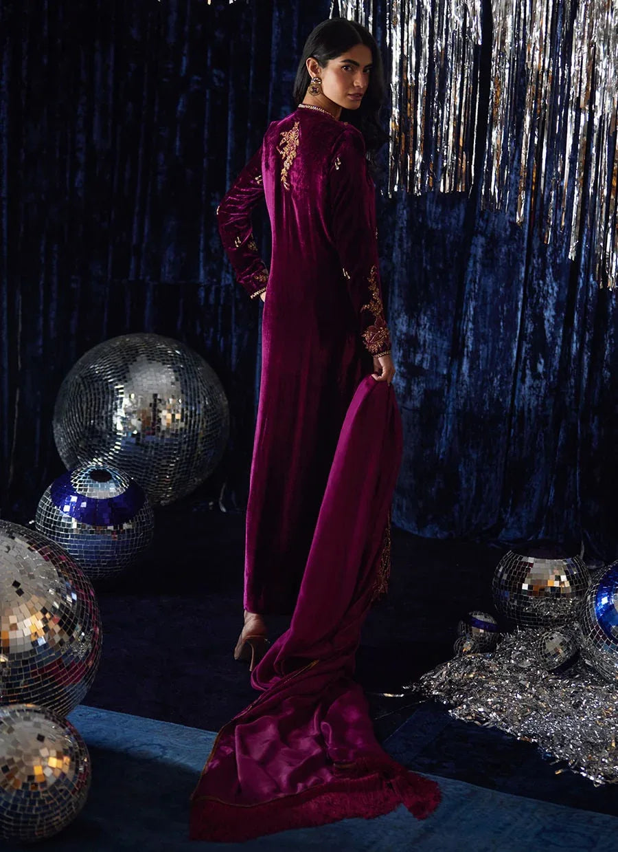 Farah Talib Aziz | Velvet Fete 4 | Arwen Magenta Shirt And Dupatta - Rang-e-Khaas