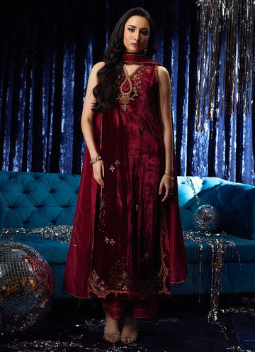 Farah Talib Aziz | Velvet Fete 4 | Arden Garnet Shirt And Dupatta - Rang-e-Khaas