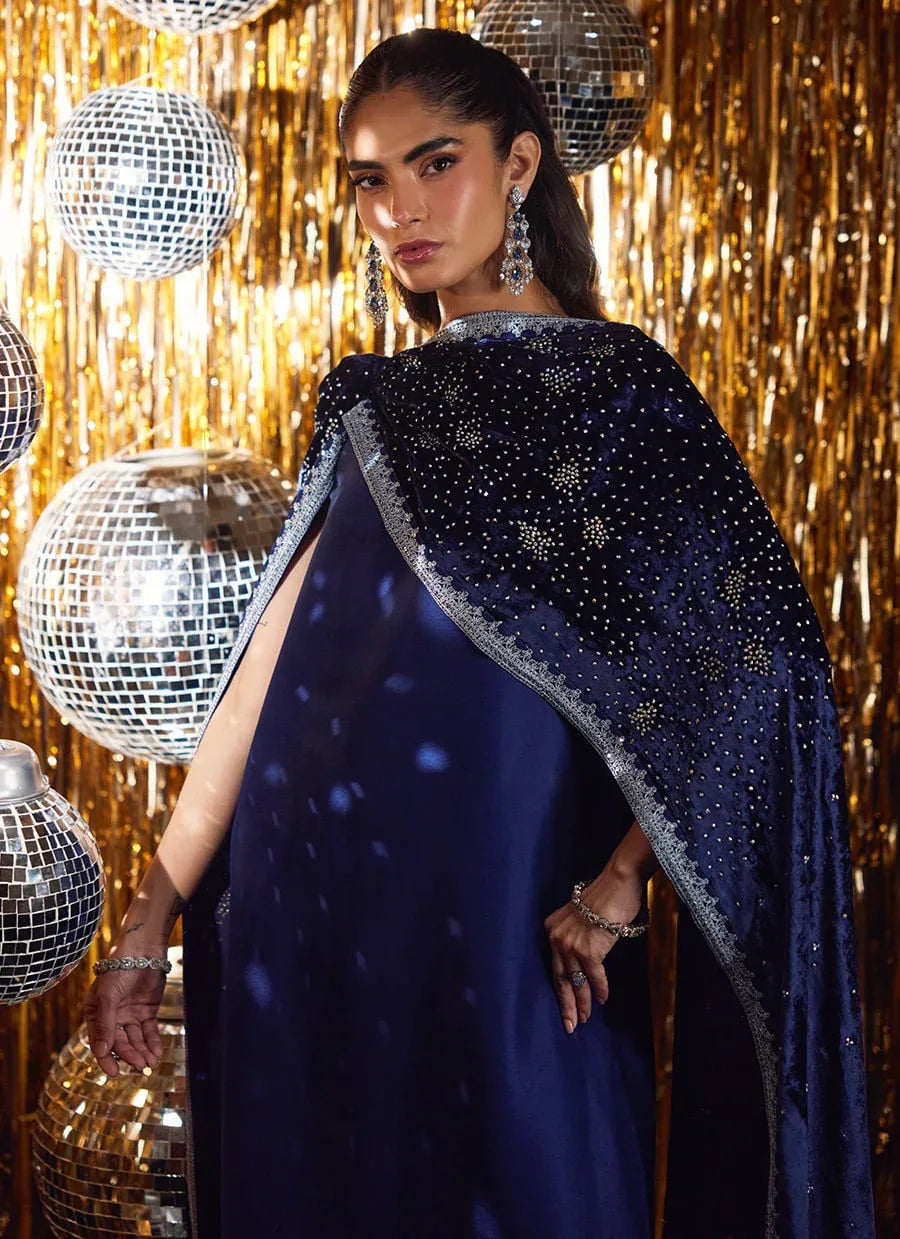 Farah Talib Aziz | Velvet Fete 4 | Elyra Silk Shirt And Pre-Draped Dupatta - Rang-e-Khaas