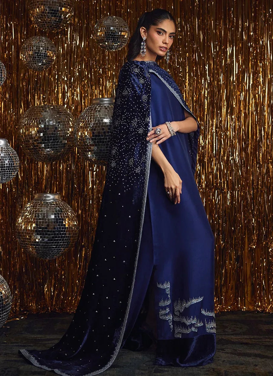 Farah Talib Aziz | Velvet Fete 4 | Elyra Silk Shirt And Pre-Draped Dupatta - Rang-e-Khaas