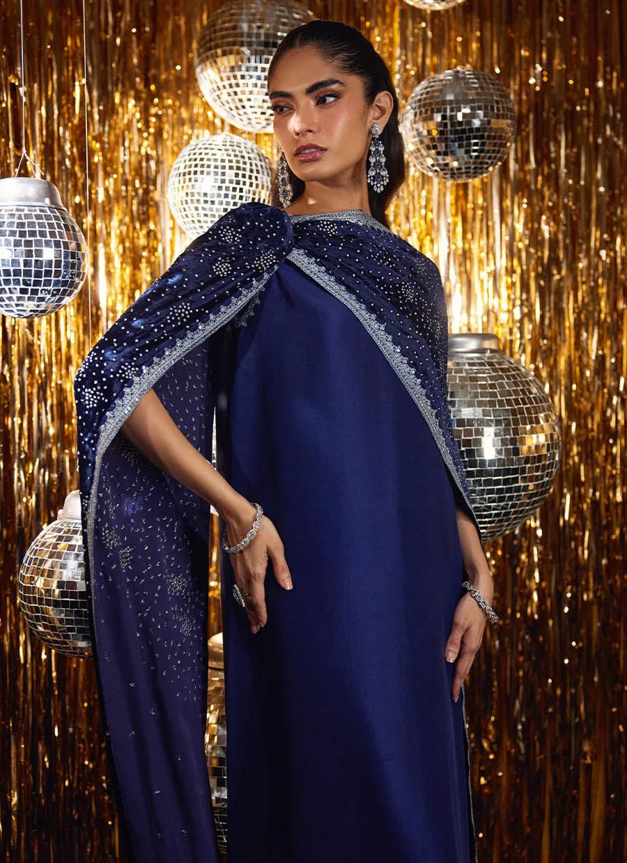Farah Talib Aziz | Velvet Fete 4 | Elyra Silk Shirt And Pre-Draped Dupatta - Rang-e-Khaas