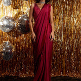 Farah Talib Aziz | Velvet Fete 4 | Carmine Charmeuse Saree And Velvet Blouse