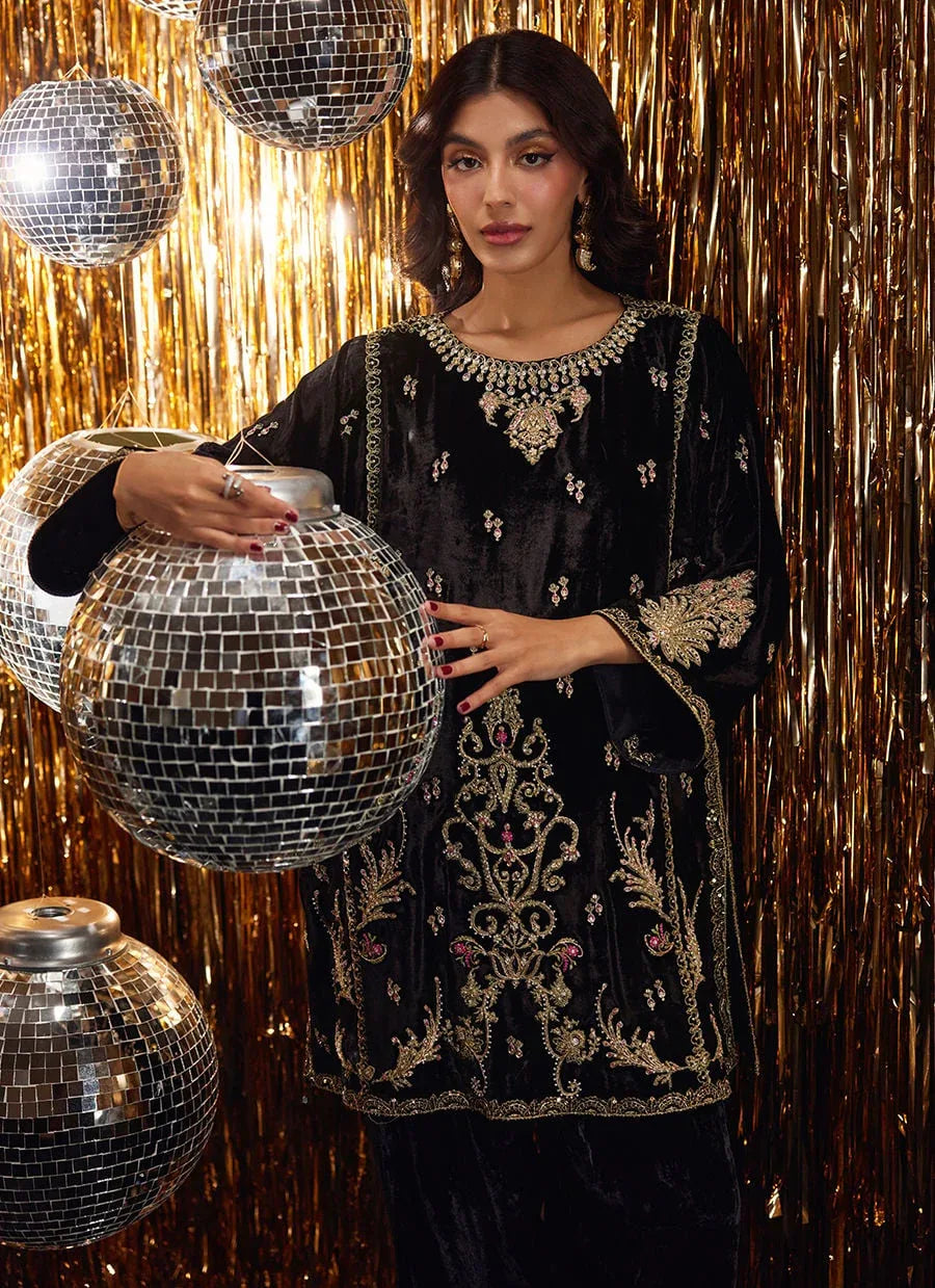 Farah Talib Aziz | Velvet Fete 4 | Liana Onyx Shirt - Rang-e-Khaas