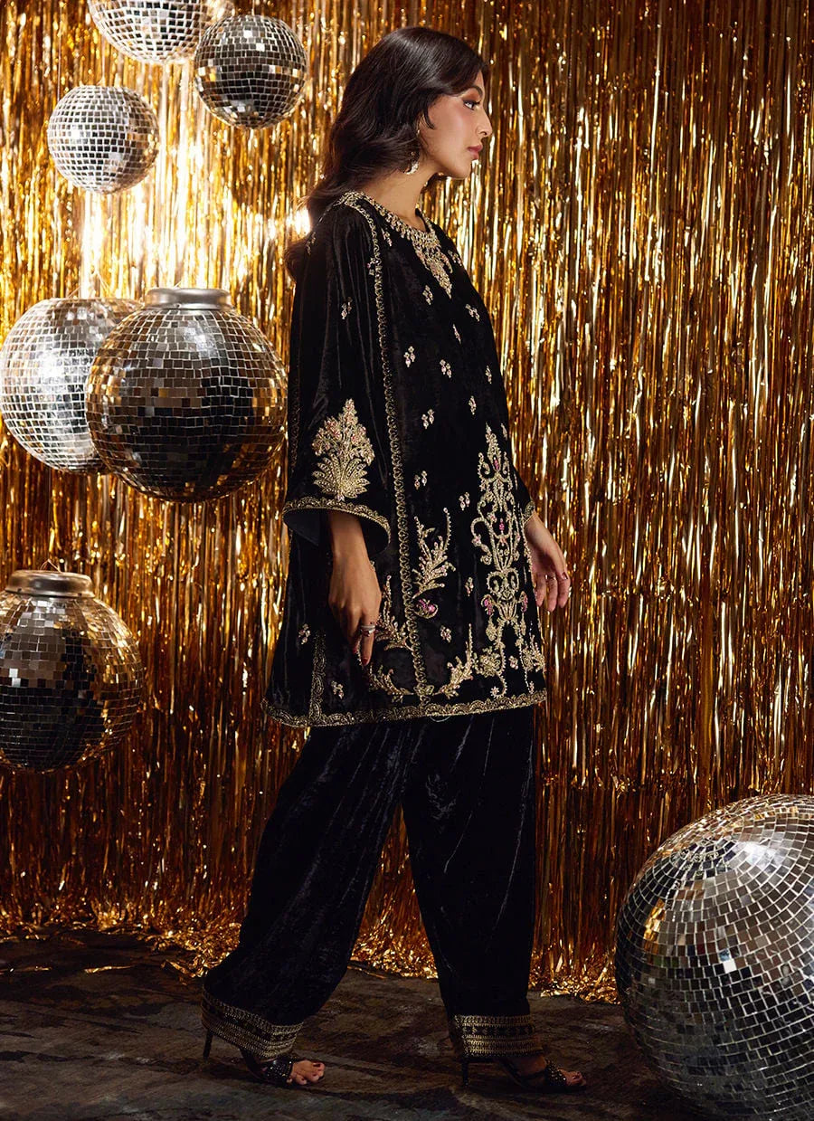 Farah Talib Aziz | Velvet Fete 4 | Liana Onyx Shirt - Rang-e-Khaas