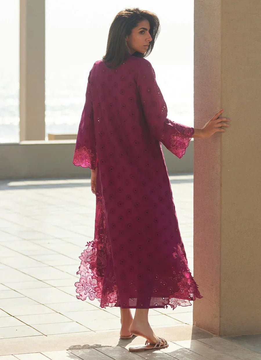 Farah Talib Aziz | Laani The Kaftan Edit | Marbella Magenta Silk - Rang-e-Khaas