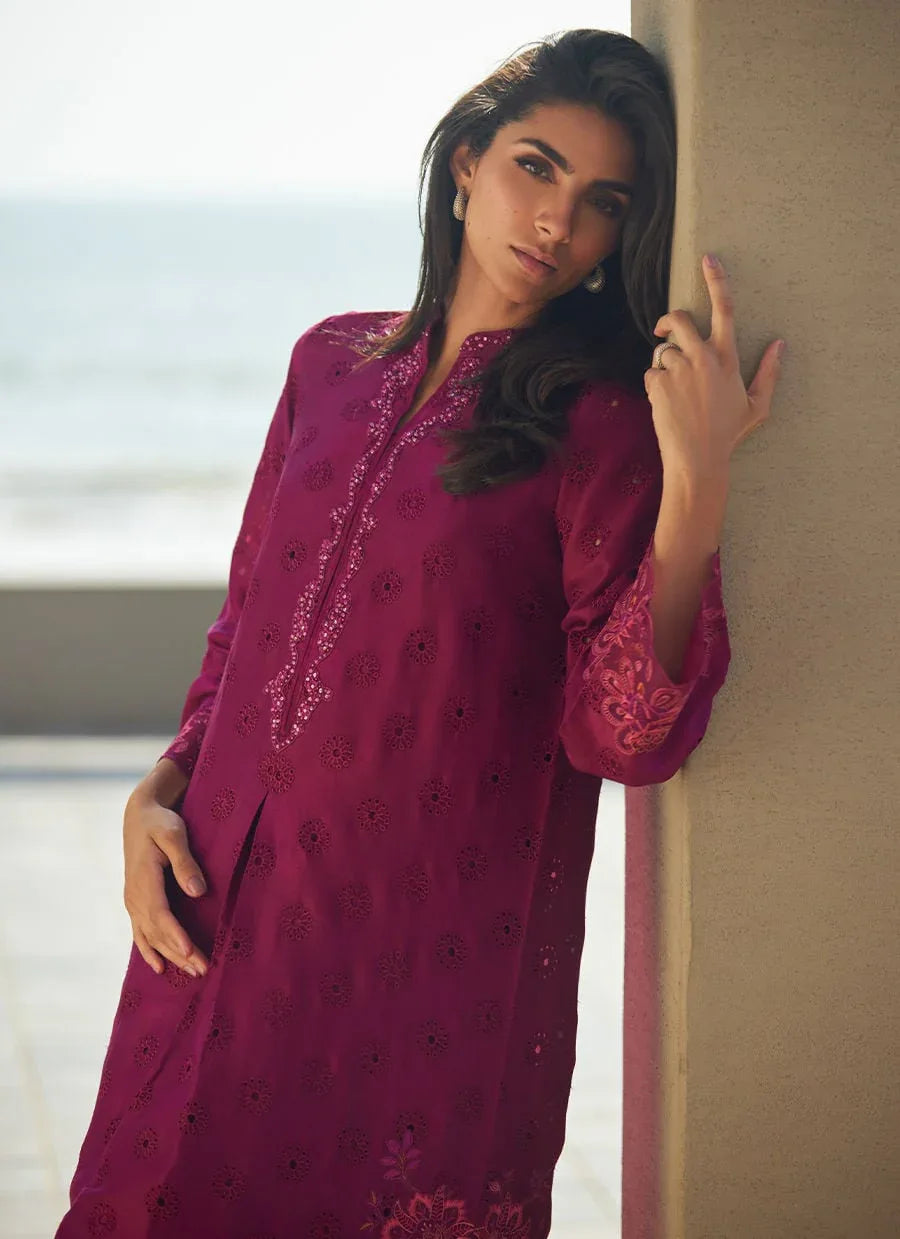 Farah Talib Aziz | Laani The Kaftan Edit | Marbella Magenta Silk - Rang-e-Khaas