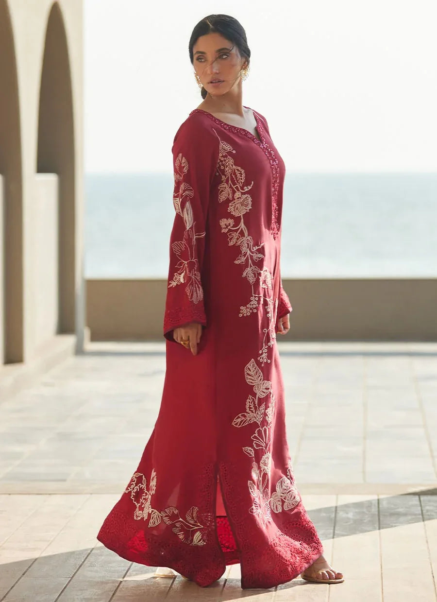 Farah Talib Aziz | Laani The Kaftan Edit | Siren Scarlett Silk - Rang-e-Khaas
