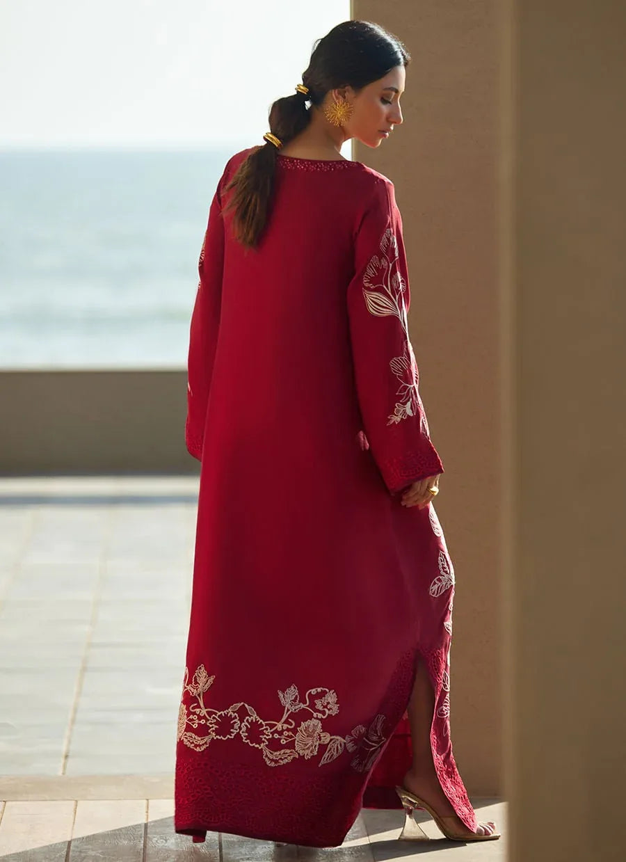 Farah Talib Aziz | Laani The Kaftan Edit | Siren Scarlett Silk - Rang-e-Khaas