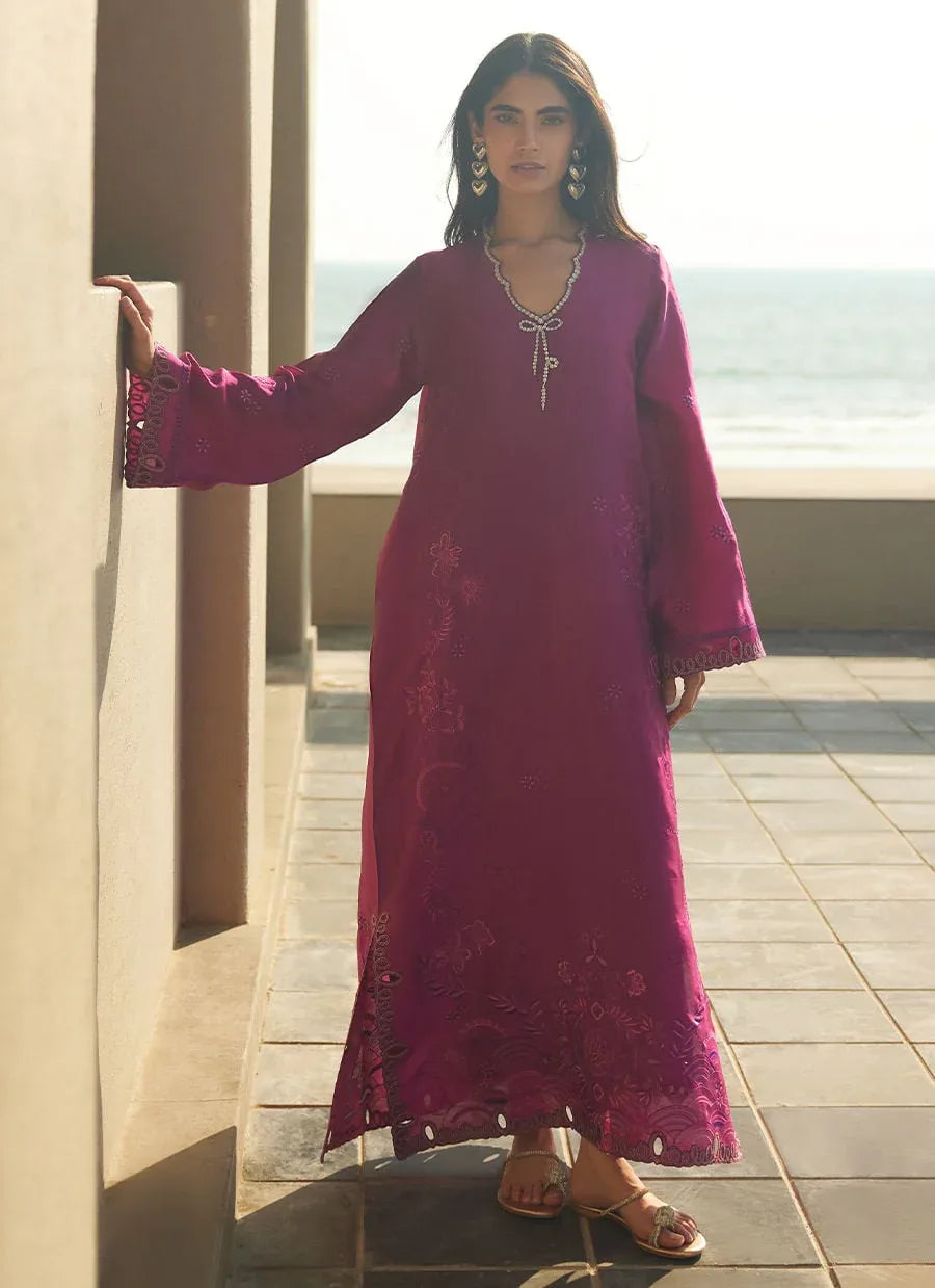Farah Talib Aziz | Laani The Kaftan Edit | Aerie Hot Pink - Rang-e-Khaas
