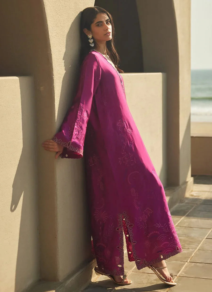 Farah Talib Aziz | Laani The Kaftan Edit | Aerie Hot Pink - Rang-e-Khaas