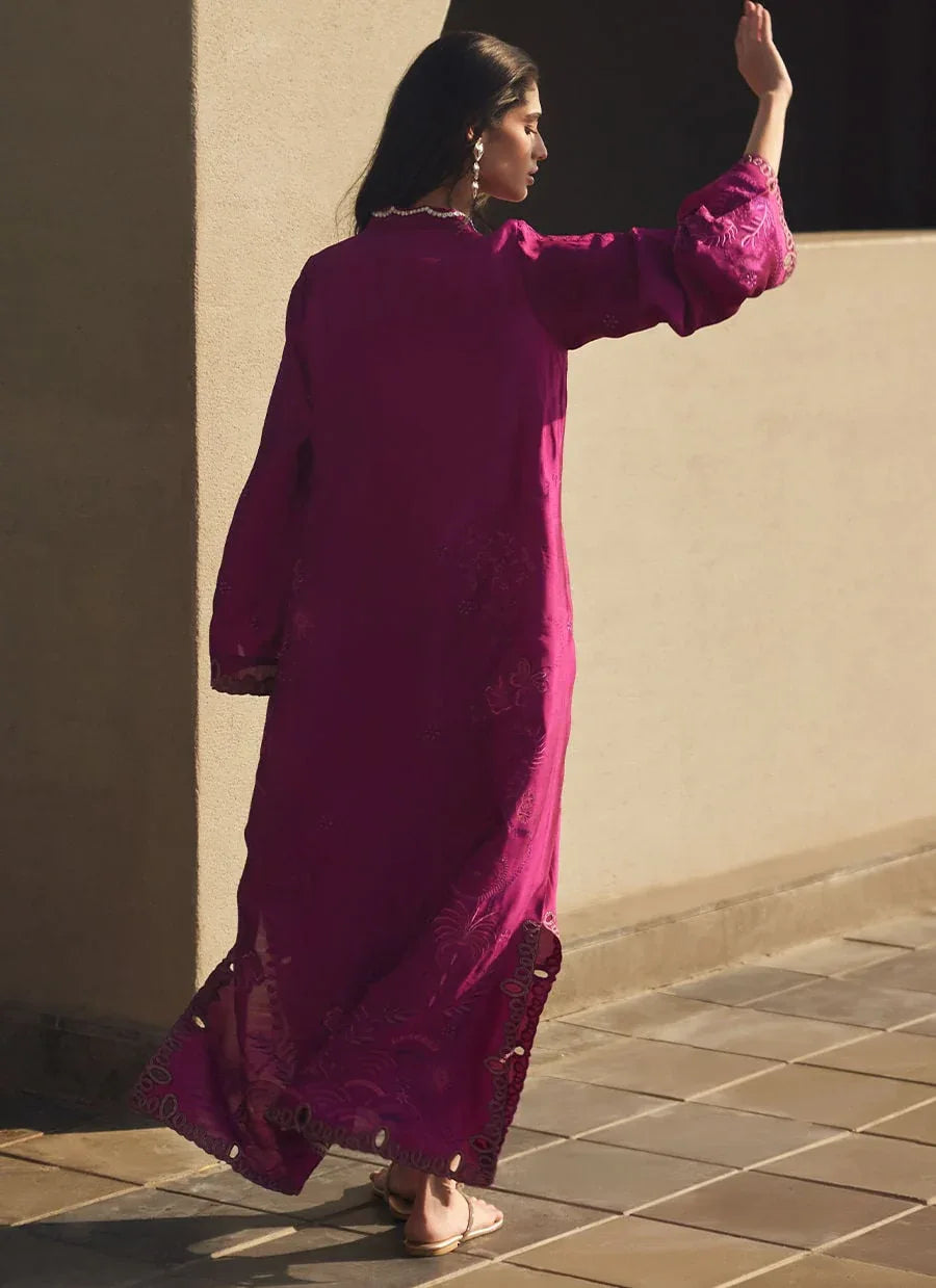 Farah Talib Aziz | Laani The Kaftan Edit | Aerie Hot Pink - Rang-e-Khaas