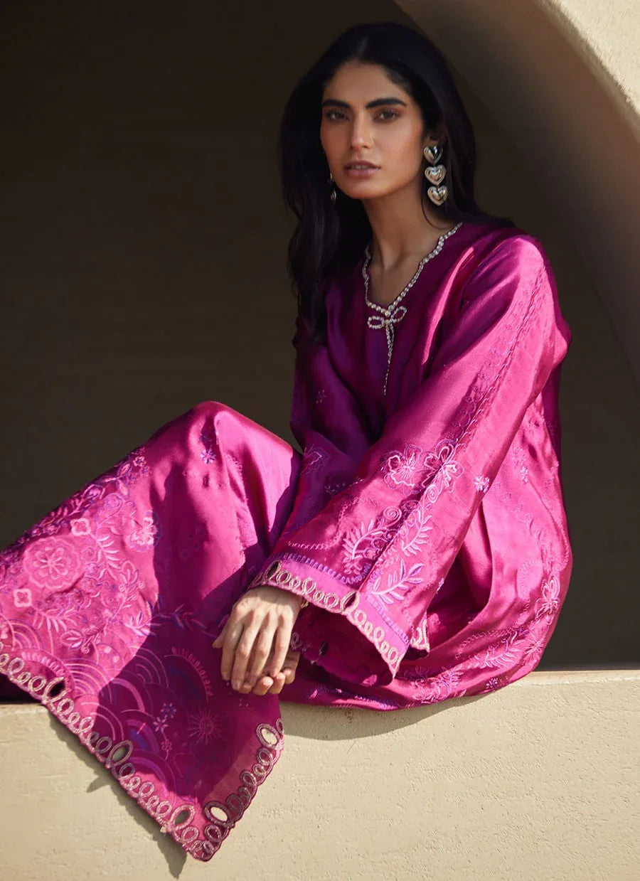 Farah Talib Aziz | Laani The Kaftan Edit | Aerie Hot Pink - Rang-e-Khaas