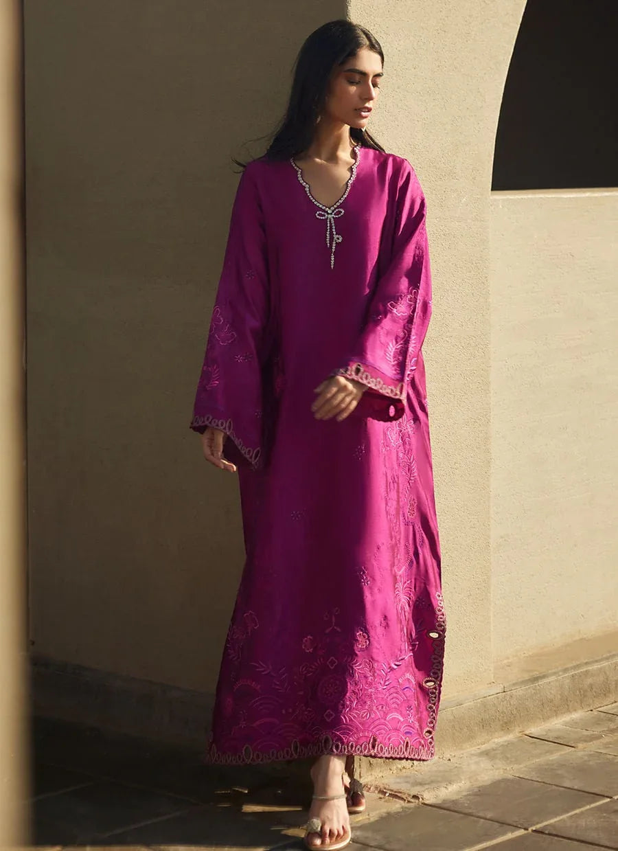 Farah Talib Aziz | Laani The Kaftan Edit | Aerie Hot Pink - Rang-e-Khaas