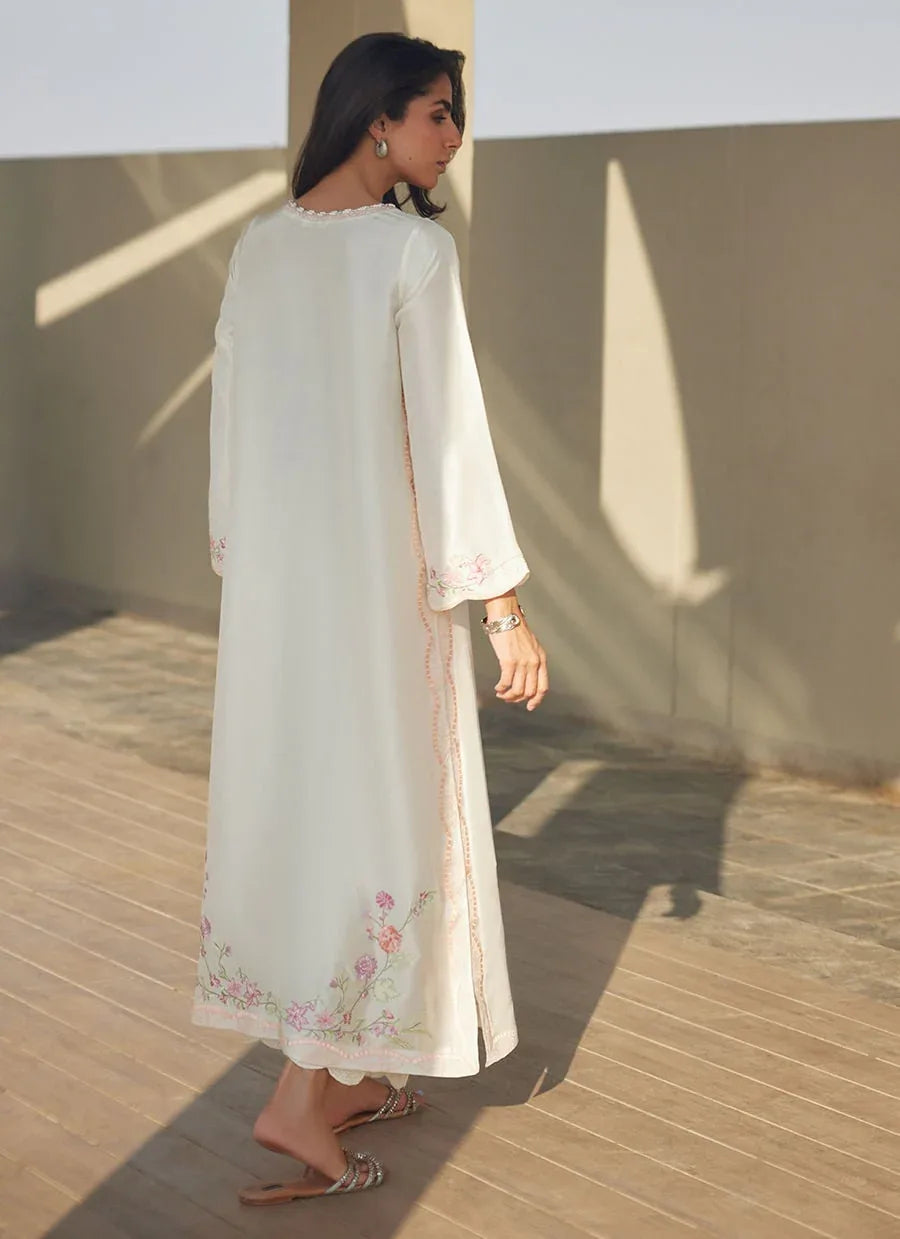 Farah Talib Aziz | Laani The Kaftan Edit | Coraline Ivory Silk - Rang-e-Khaas