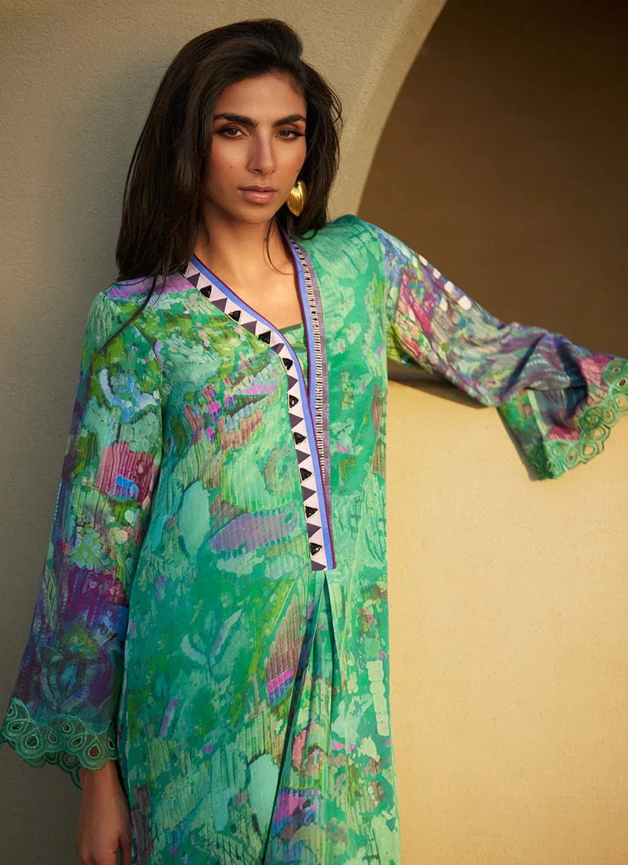 Farah Talib Aziz | Laani The Kaftan Edit | Ariel Emerald Crepe - Rang-e-Khaas