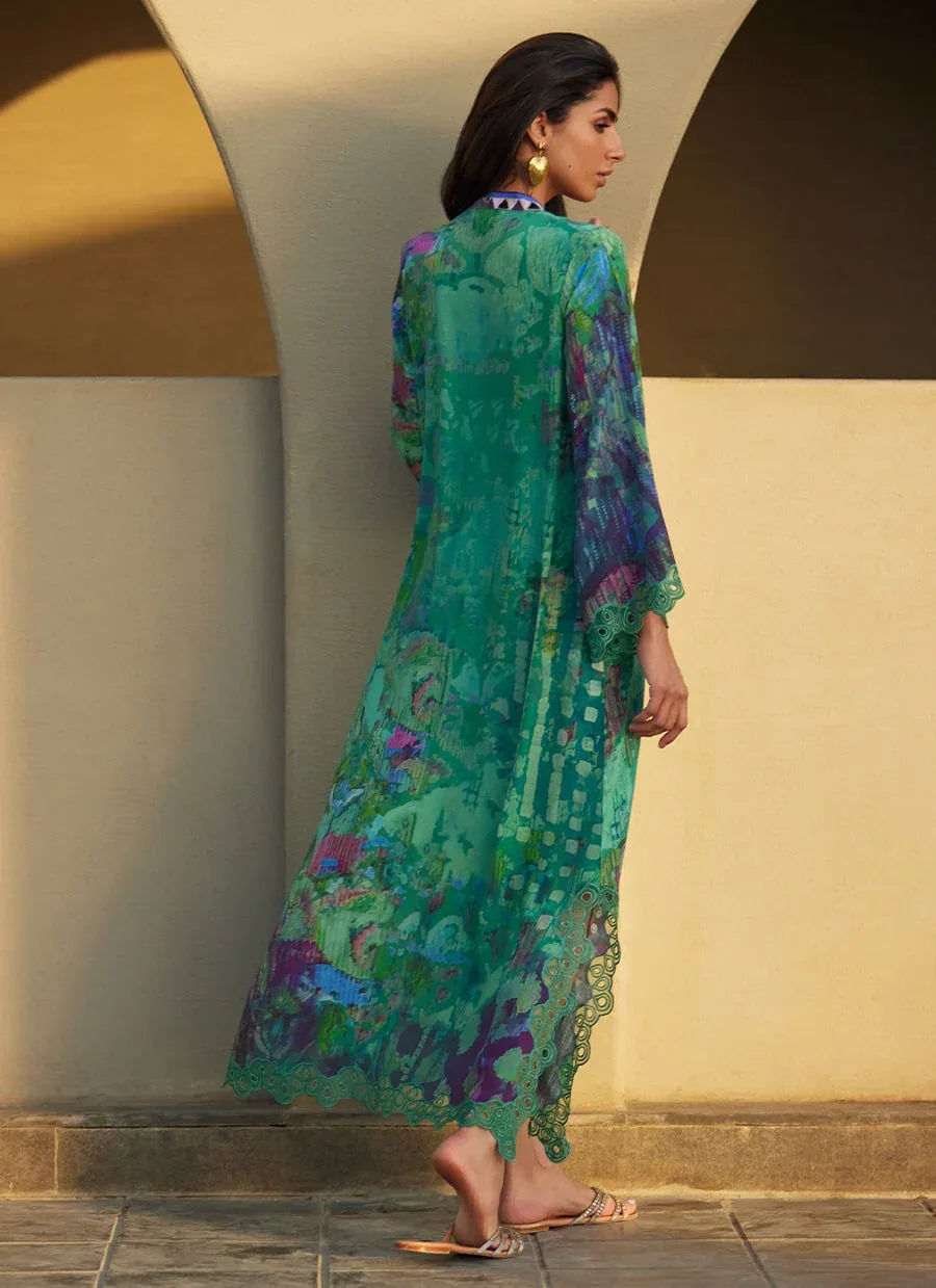 Farah Talib Aziz | Laani The Kaftan Edit | Ariel Emerald Crepe - Rang-e-Khaas