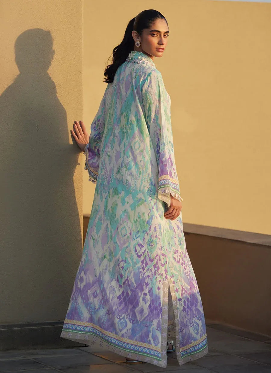 Farah Talib Aziz | Laani The Kaftan Edit | Marisol Ikkat Crepe - Rang-e-Khaas