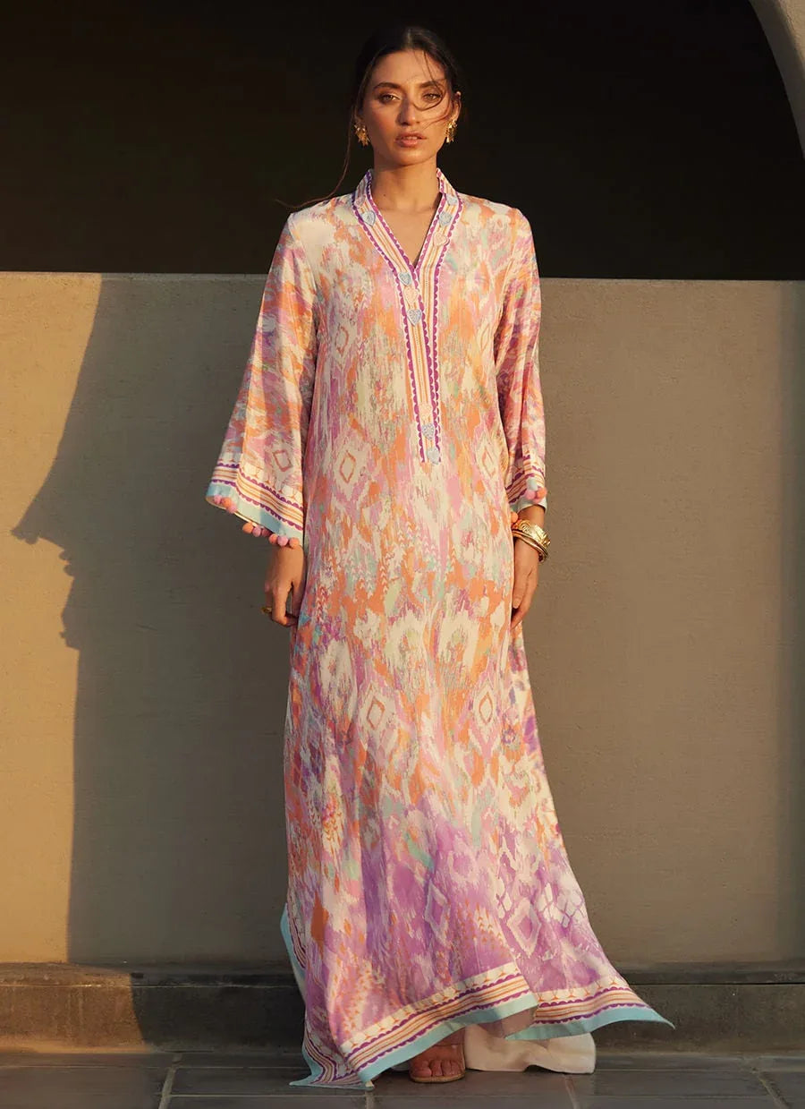 Farah Talib Aziz | Laani The Kaftan Edit | Solana Sunset Crepe - Rang-e-Khaas