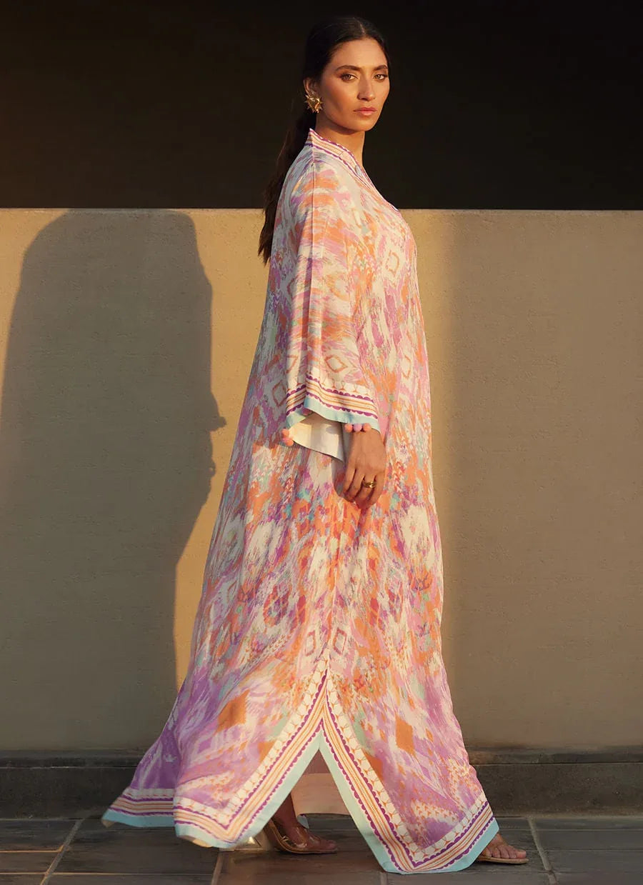 Farah Talib Aziz | Laani The Kaftan Edit | Solana Sunset Crepe - Rang-e-Khaas