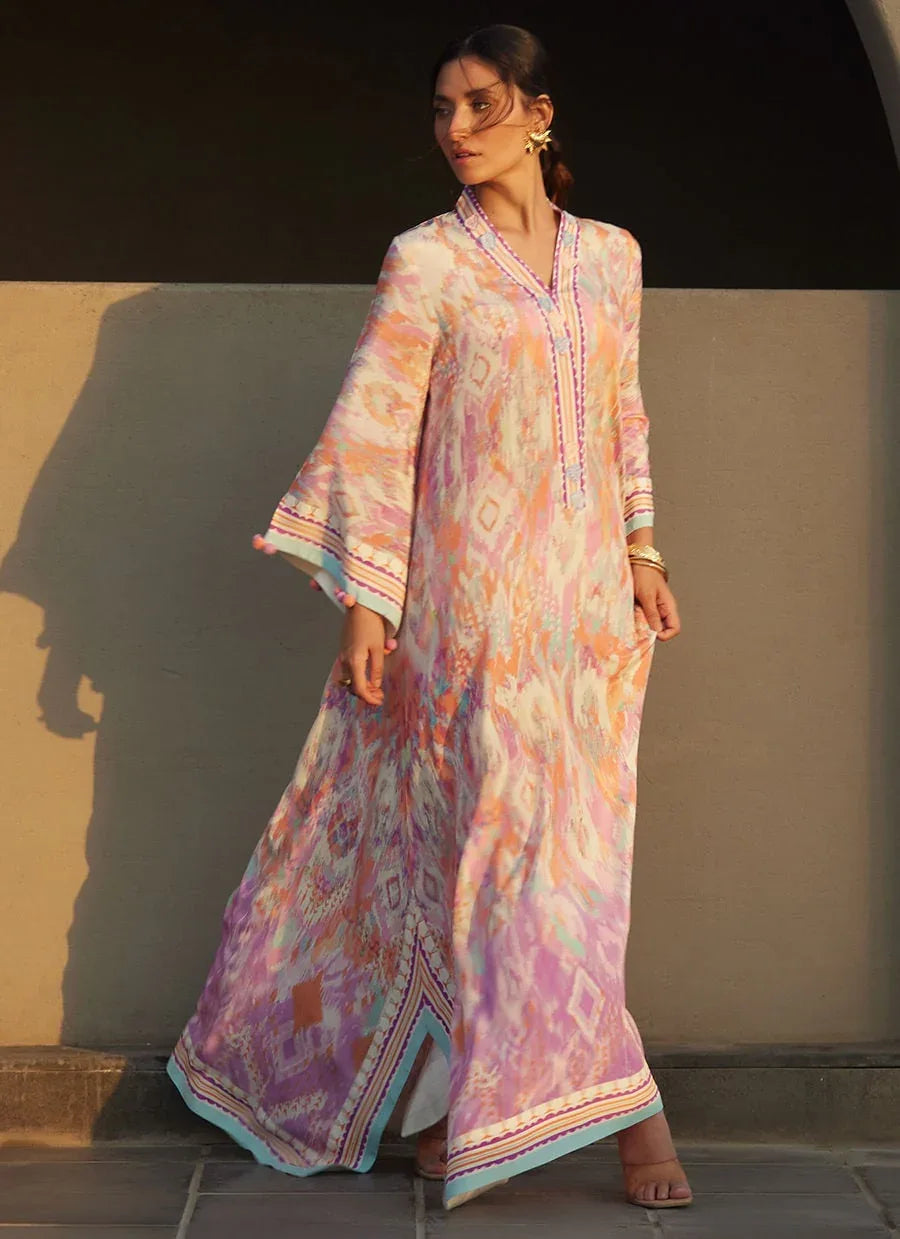 Farah Talib Aziz | Laani The Kaftan Edit | Solana Sunset Crepe - Rang-e-Khaas