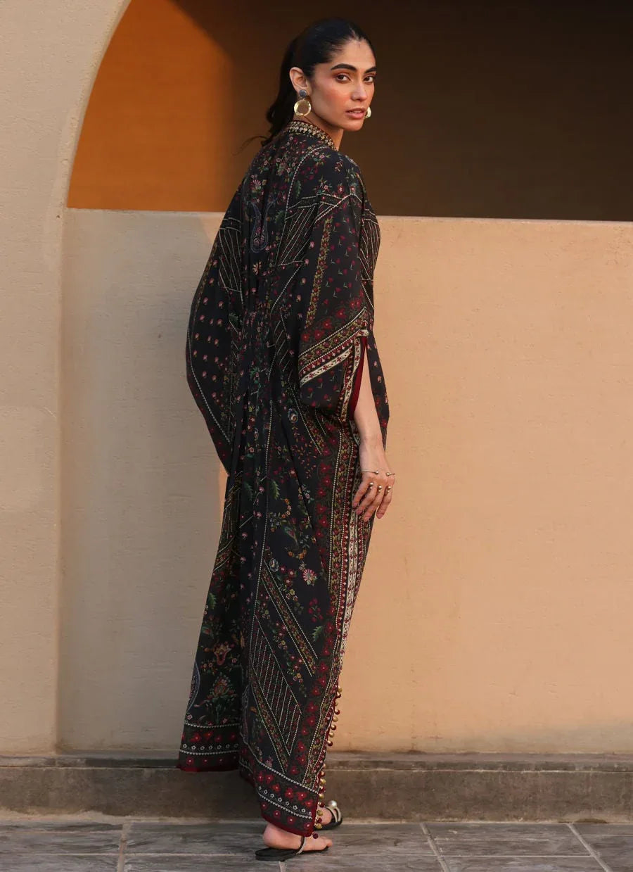 Farah Talib Aziz | Laani The Kaftan Edit | Neroli Onyx Crepe - Rang-e-Khaas