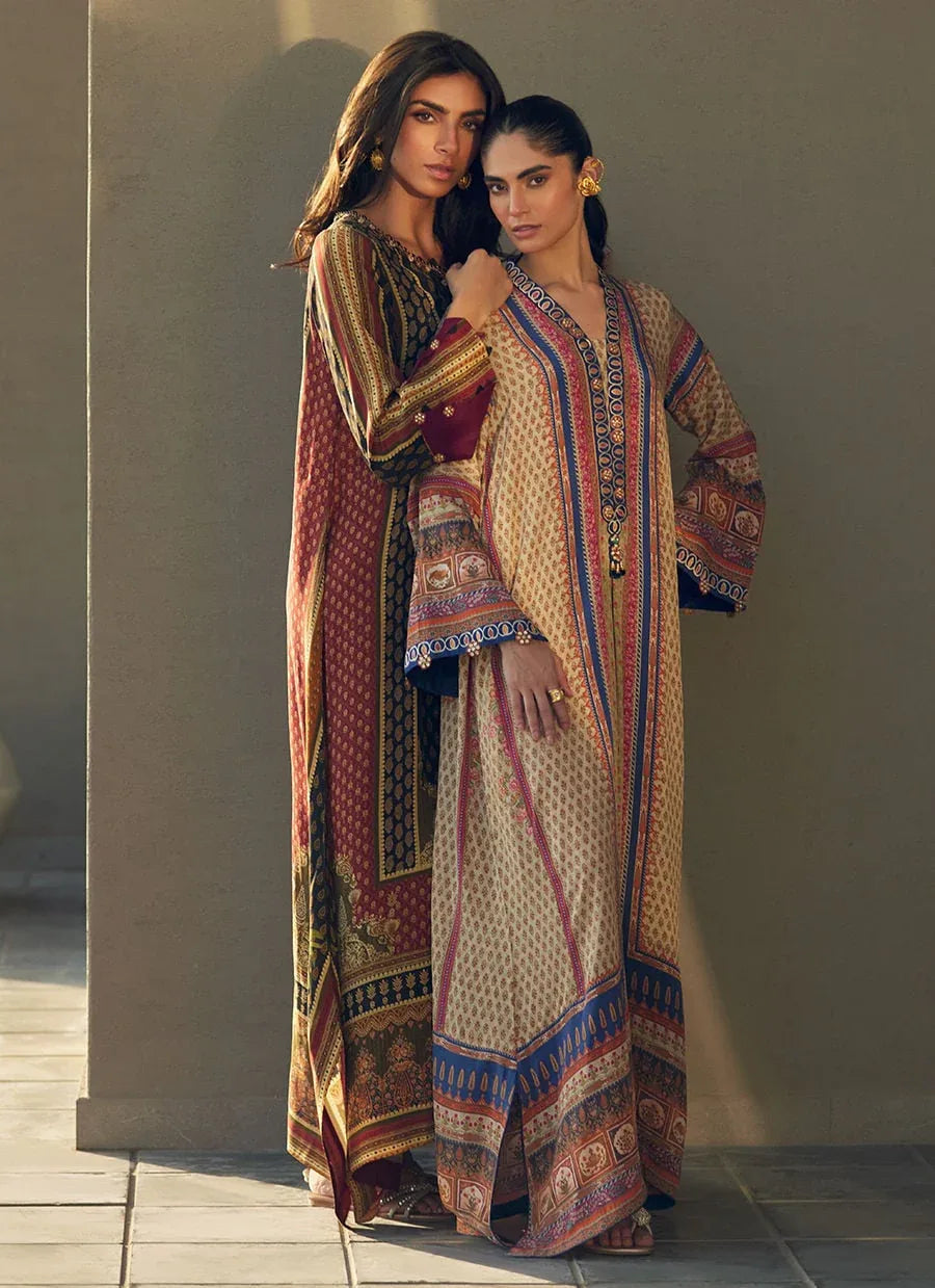 Farah Talib Aziz | Laani The Kaftan Edit | Sora Sand Crepe - Rang-e-Khaas