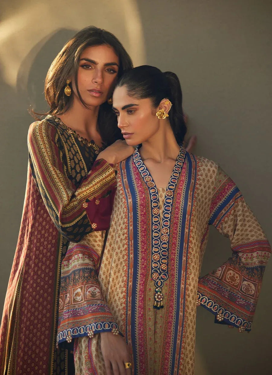 Farah Talib Aziz | Laani The Kaftan Edit | Sora Sand Crepe - Rang-e-Khaas