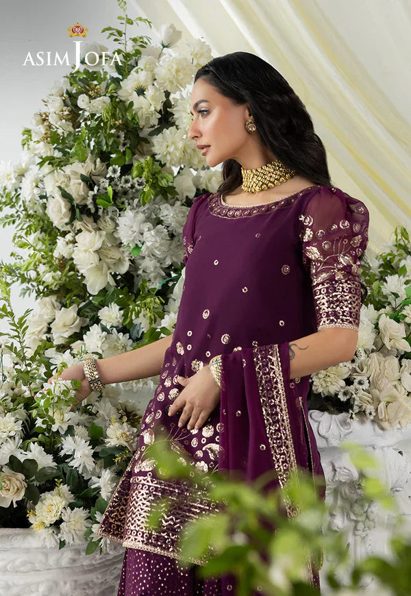 Asim Jofa | EMBROIDERED CHIFFON 3 PCS | AJIZL-02