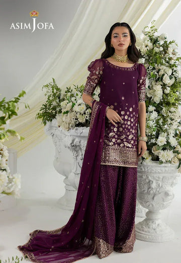 Asim Jofa | EMBROIDERED CHIFFON 3 PCS | AJIZL-02 - Rang-e-Khaas