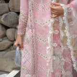 Crimson | Lawn 2024 | A Floral Mesh - Rose Pink