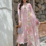 Crimson | Lawn 2024 | A Floral Mesh - Rose Pink