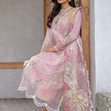 Crimson | Lawn 2024 | A Floral Mesh - Rose Pink