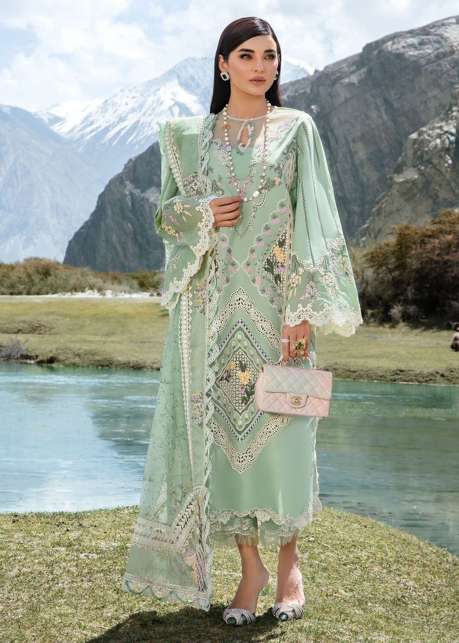 Crimson | Lawn 2024 | A French Brunch - Sage