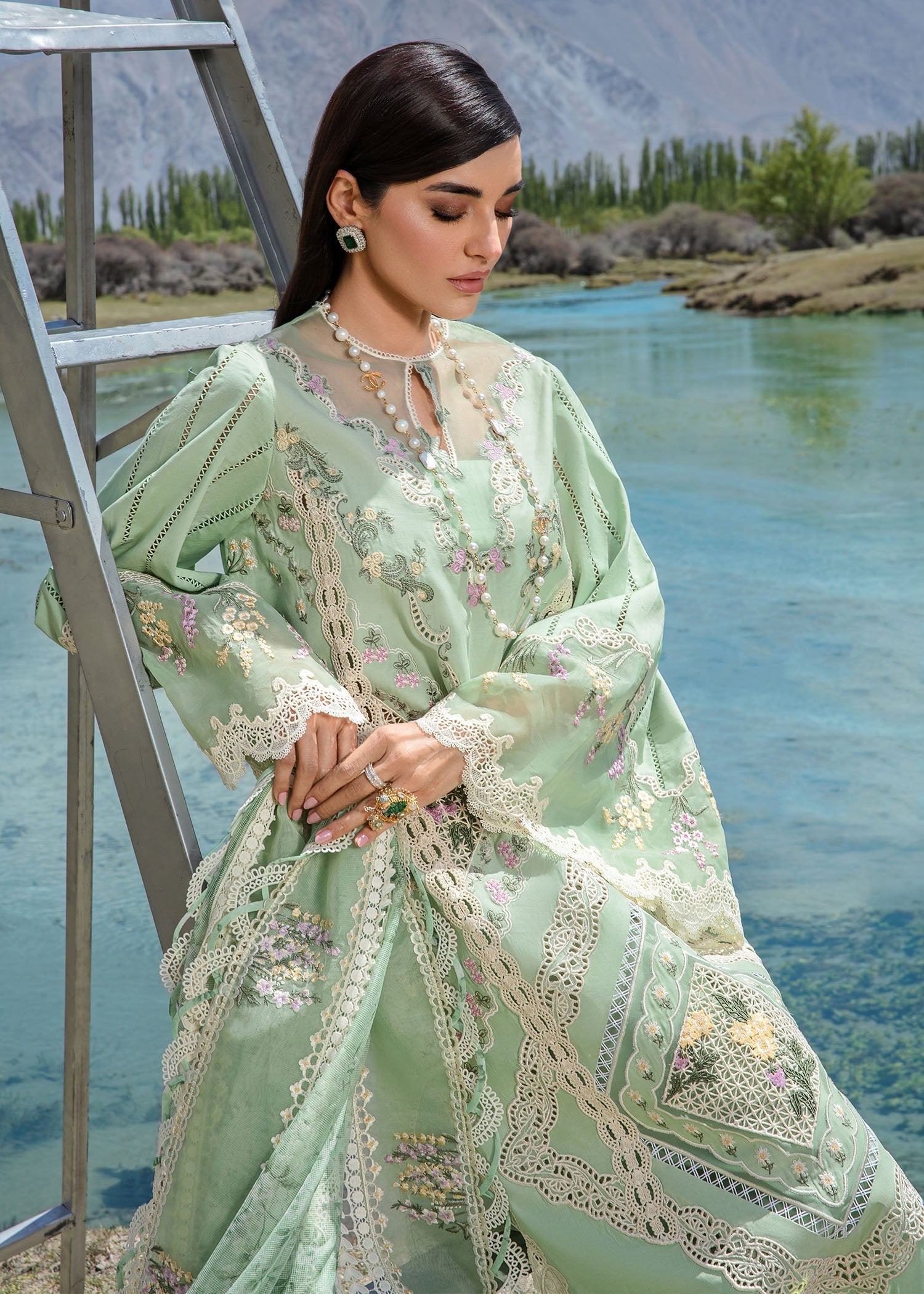 Crimson | Lawn 2024 | A French Brunch - Sage