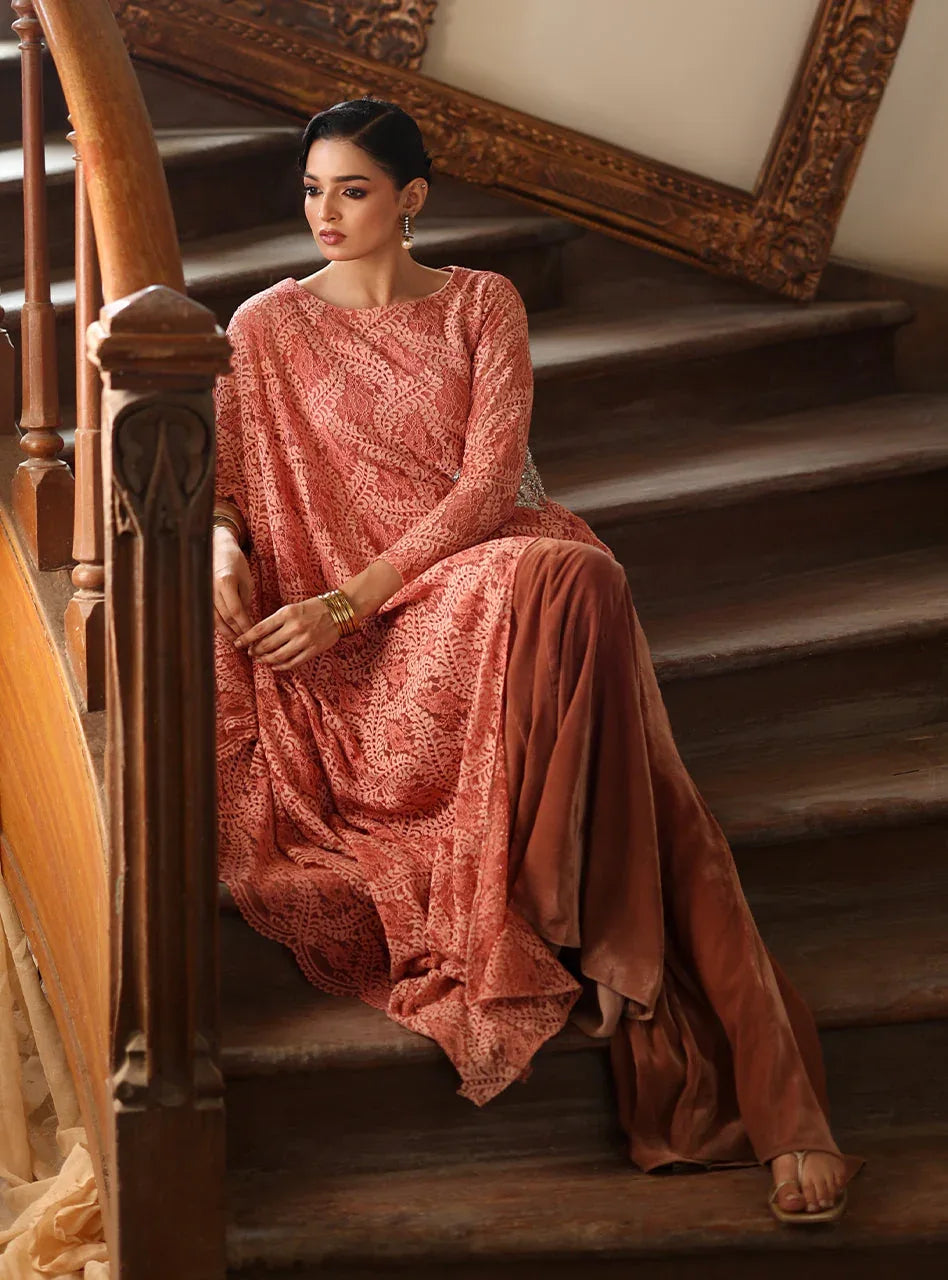Zainab Chottani | Velura Velvet Edit 25 | Blush Cape - Rang-e-Khaas
