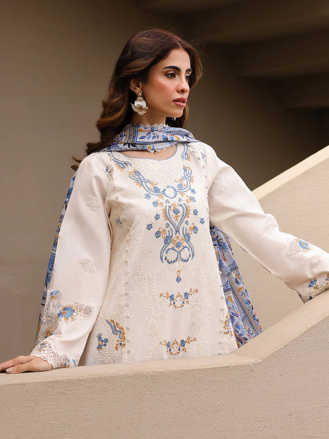 Faiza Faisal | Marine Luxury Lawn 25 | MIRHA - Rang-e-Khaas