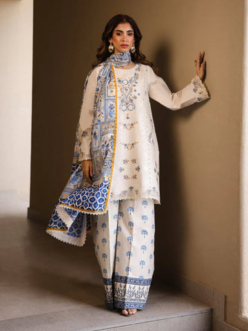 Faiza Faisal | Marine Luxury Lawn 25 | MIRHA - Rang-e-Khaas