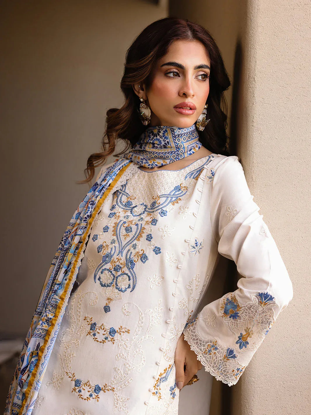 Faiza Faisal | Marine Luxury Lawn 25 | MIRHA - Rang-e-Khaas
