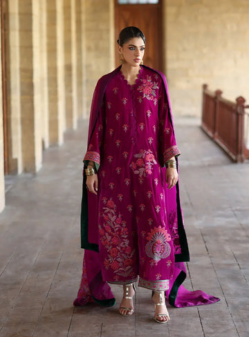 Zainab Chottani | Velura Velvet Edit 25 | Mulberry Long Shirt - Rang-e-Khaas