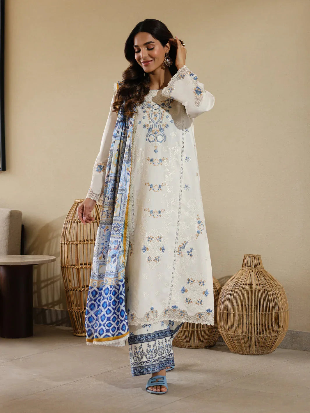 Faiza Faisal | Marine Luxury Lawn 25 | MIRHA - Rang-e-Khaas