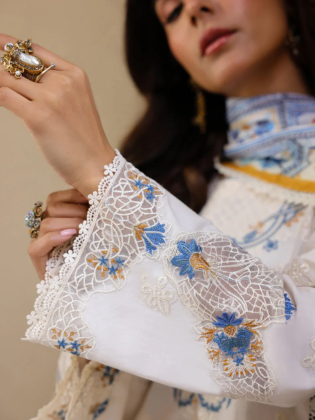 Faiza Faisal | Marine Luxury Lawn 25 | MIRHA - Rang-e-Khaas