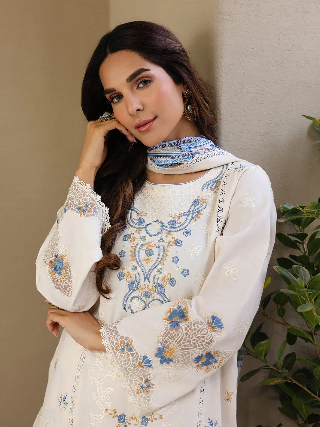 Faiza Faisal | Marine Luxury Lawn 25 | MIRHA - Rang-e-Khaas