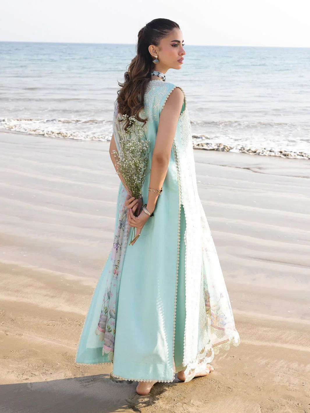 Faiza Faisal | Marine Luxury Lawn 25 | AINE - Rang-e-Khaas