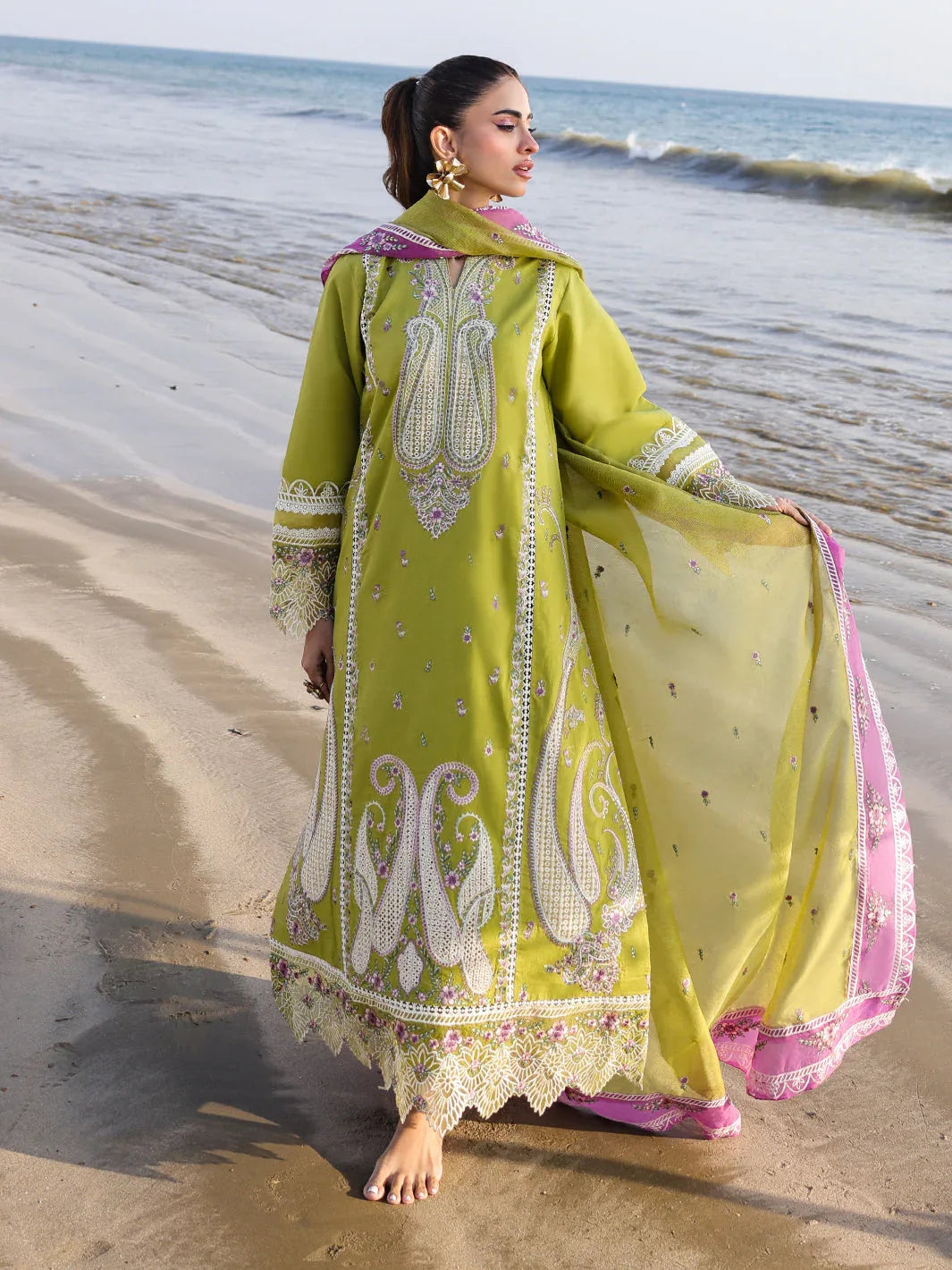 Faiza Faisal | Marine Luxury Lawn 25 | HINA - Rang-e-Khaas