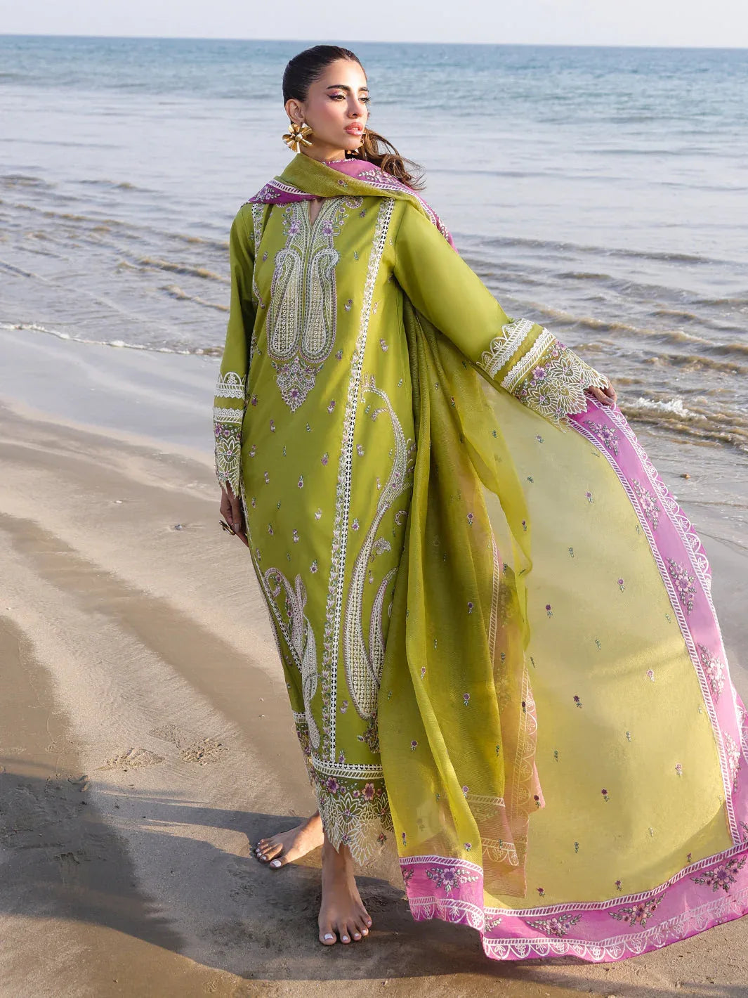 Faiza Faisal | Marine Luxury Lawn 25 | HINA - Rang-e-Khaas