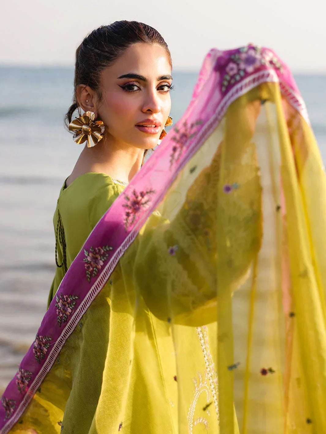 Faiza Faisal | Marine Luxury Lawn 25 | HINA - Rang-e-Khaas