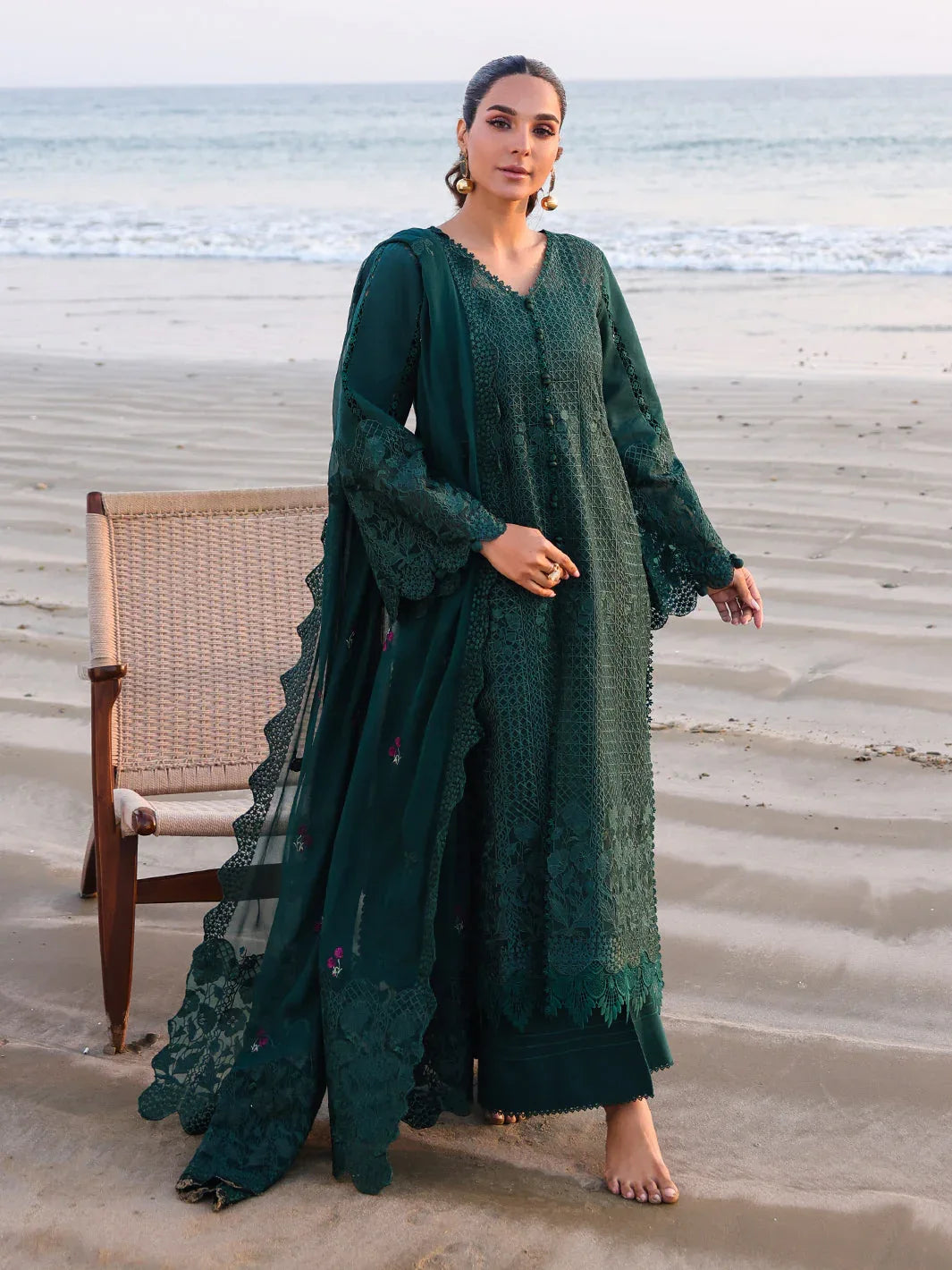 Faiza Faisal | Marine Luxury Lawn 25 | SOPHIA - Rang-e-Khaas