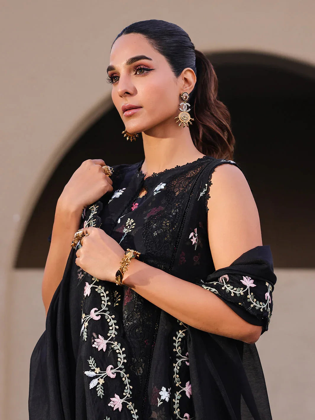 Faiza Faisal | Marine Luxury Lawn 25 | ELVA - Rang-e-Khaas