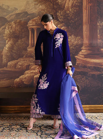 Zainab Chottani | Velura Velvet Edit 25 | Zelin Long Shirt - Rang-e-Khaas