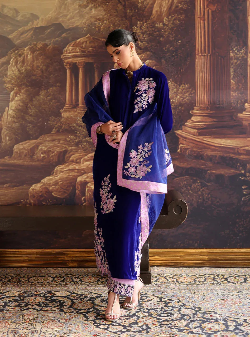 Zainab Chottani | Velura Velvet Edit 25 | Zelin Long Shirt - Rang-e-Khaas